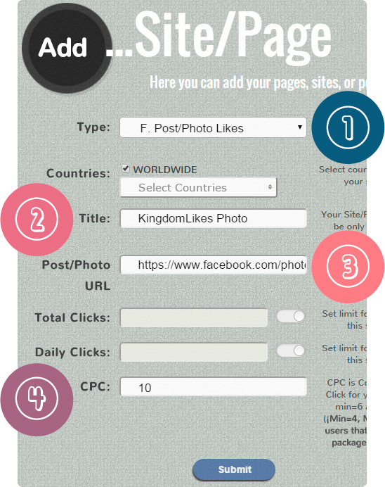 Form for Facebook Likes on Profile Photo